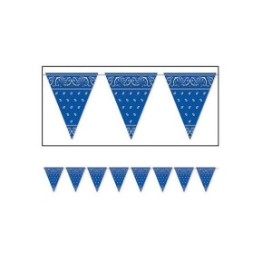 Pack of 12 Blue Bandana Pennant Banner Hanging Party Decorations 12' - All