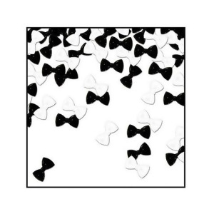Pack of 6 Black and White Bow Tie Celebration Confetti Bags 0.5 oz. - All