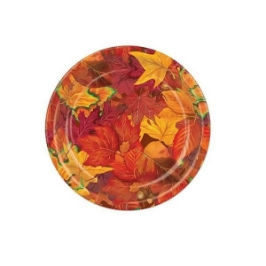Club Pack of 96 Majestic Red and Gold Fall Leaf Thanksgiving Party Plate 7 - All