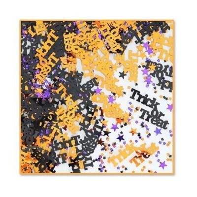 Pack of 6 Black, Orange and Purple Trick or Treat Halloween Celebration Confetti Bags 0.5 oz. 