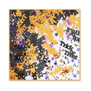 Pack of 6 Black Orange and Purple Trick or Treat Halloween Celebration Confetti Bags 0.5 oz. - All
