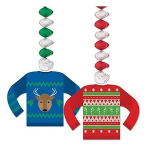Club Pack of 24 Ugly Sweater Dangler Christmas Hanging Decorations 30 - All