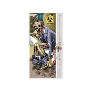 Club Pack of 12 Halloween Themed Zombie Restroom Door Cover Party Decorations 5' - All