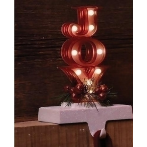 7 Red with Glittered Base Joy Marquee Led lighted Christmas Stocking Holder - All