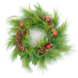 24 Apple Berry Pine Cone Artificial Christmas Wreath - All