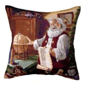 Santa Checking Christmas List Theme Decorative Holiday Throw Pillow 17 x 17 - All
