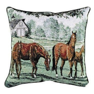 Lazy Meadow Horses Decorative Throw Pillow 17 x 17 - All