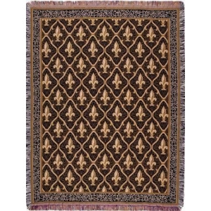Black Traditional Fleur De Lis Tapestry Throw Blanket 50 x 70 - All