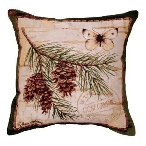 Gone Camping Pinecone Branch Decorative Throw Pillow 17 x 17 - All