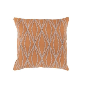 18 Diamantes Cuerda Pumpkin Orange and Cream Patterned Decorative Throw Pillow - All