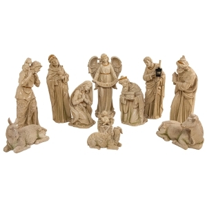 11-Piece Speckled Brown Traditional Religious Christmas Nativity Set 22.75 - All