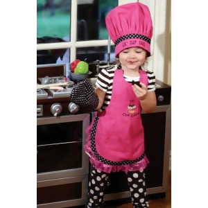 3-Piece Lil' Cup Cake Embroidered Girl's Chef's Apron Hat and Pot Holder Set - All
