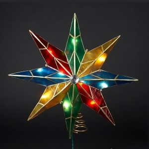 10 Lighted Capiz Poinsettia Star Christmas Tree Topper Clear Lights - All