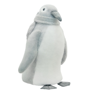 18 Gray and White Sparkling Penguin with Scarf Tabletop Decoration - All
