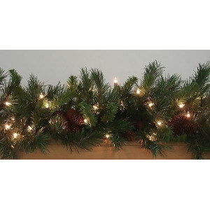 9' x 14 Pre-Lit Cheyenne Pine Artificial Christmas Garland Clear Dura Lights - All