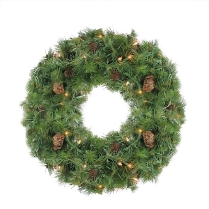 24 Pre-Lit Dakota Red Pine Artificial Christmas Wreath Clear Dura Lights - All