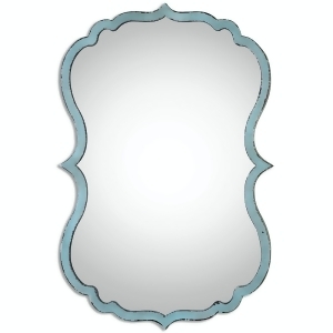 27.125 Colletta Graceful Curvy Wall Mirror with Antique Blue and Bronze Frame - All