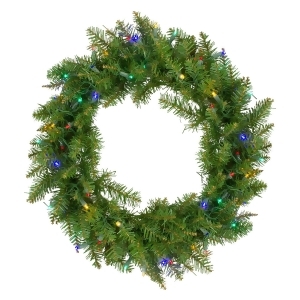 24 Pre-Lit Northern Pine Artificial Christmas Wreath Multi-Color Led Lights - All