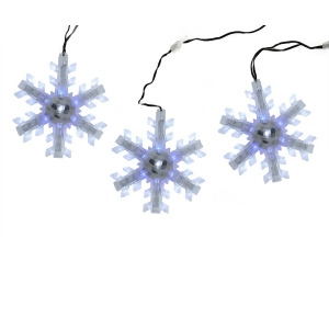 Set of 3 Cascading White and Blue Snowfall Led Snowflake Christmas Lights 6.5 - All