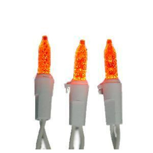 Set of 70 Led Orange M5 Mini Christmas Lights White Wire - All