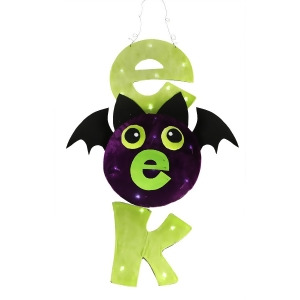 31 Led Lighted Lime Green and Purple Spooky Bat Hanging Halloween Decoration - All