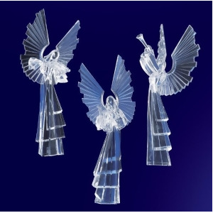 Pack of 6 Icy Crystal Religious Instrument Playing Angel Figurines 16.8 - All