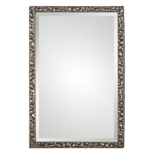 39 Asher Beveled Rectangular Wall Mirror with Metallic Silver Hammered Iron Frame - All