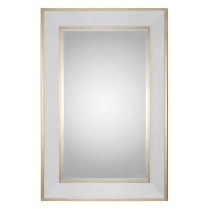 62 Udine Oversized Beveled Rectangular Mirror with Glossy White Gold Leaf Frame - All