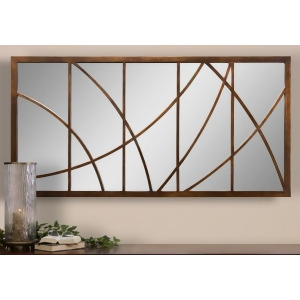 60 Distressed Bronze Abstract Rectangular Beveled Wall Mirror - All