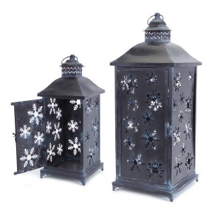 Set of 2 Distressed Versatile Snowflake or Glass Christmas Candle Lanterns - All