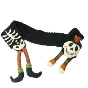 68 Black and Orange Extra Soft Mischievous Eerie Skeleton Halloween Novelty Scarf - All