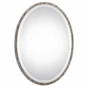 28 Textured Metal Oval Nickel Plated Beveled Wall Mirror - All