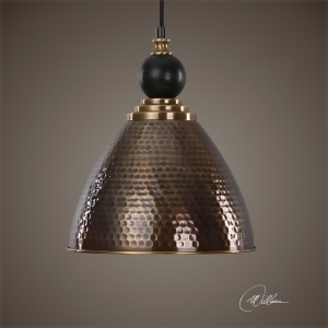 14 Antique Hammered Brass 1-Bulb Pendant Ceiling Light Fixture - All