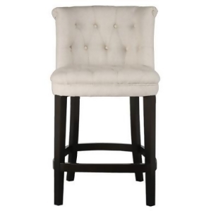 40 Elegant Off-White Diamond Tufted Linen with Expresso Stained Birch Wood Bar Stool - All