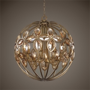 29 Burnished Gold with Teak Cut Crystal Modern 8-Light Sphere Hanging Chandelier - All