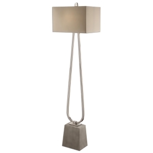 66 Hand Forged Metal and Polished Nickel Carugo Floor Lamp with Taupe-Bronze Linen Fabric Shade - All