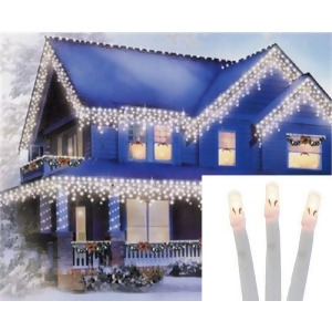 Set of 96 Twinkling Warm White Led Christmas Icicle Lights Connect 24V Extension Set White Wire - All