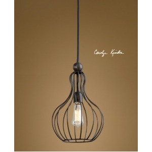 17 Rust Black Metal Gourd Shaped Caged Ceiling Light Fixture - All