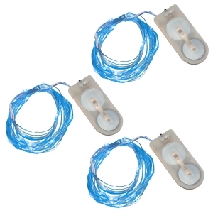 3 Battery Operated Bright Blue 20 Led Micro Rice Christmas Lights Silver Wire - All