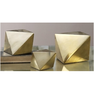 Set of 3 Decorative Rhombus Antiqued Champagne Table Top Accessories - All