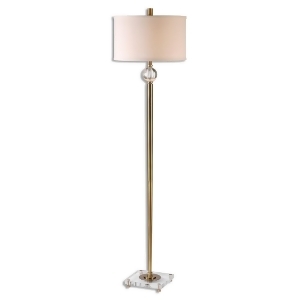 68 Gold Brass and Crystal Mesita Floor Lamp with Ivory Linen Fabric Shade - All