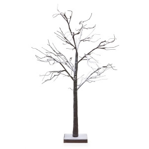 48 Led Lighted Poseable Snowy Brown Leafless Twig Tree Christmas Table Top Decoration Warm White Lights - All