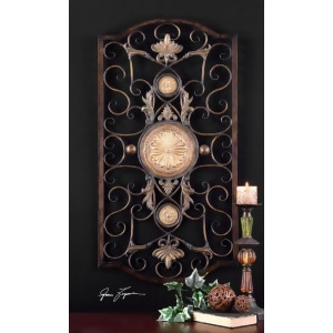 42 Elegant Gold Medallion and Chestnut Scrolling Wall Panel - All