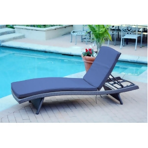 2 Adjustable Espresso Resin Wicker Outdoor Patio Chaise Lounge Chairs Blue Cushions - All