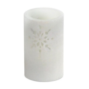 6 White Glitter Snowflake Cut-Out Battery Operated Flameless Led Wax Christmas Pillar Candle - All