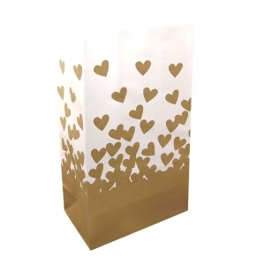 Pack of 24 Elegant White and Gold Heart Wedding Luminaria Bags 11 - All