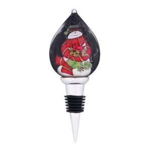 5.75 Ne'Qwa Frosty Snuggles Hand-Painted Mouth-Blown Glass Bottle Stopper #7131401 - All