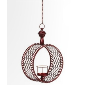 15 Decorative Red Cylindrical Christmas Lattice Hanging Pillar Candle Lantern - All