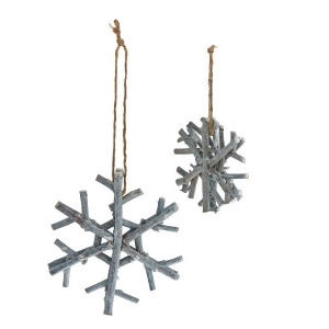 Pack of 6 Handmade Country Rustic Gray Glitter Twig Snowflake Christmas Ornaments 4 - All