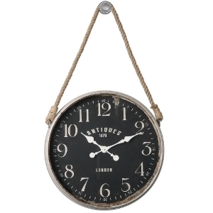 41 Graham Antiqued Aged Ivory and Distressed Rust Wall Clock with Rope Hanger - All